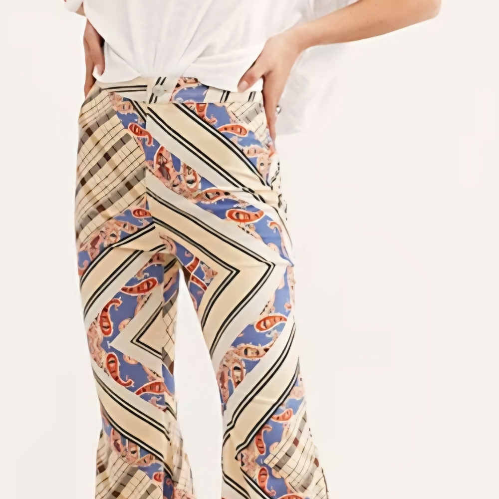 Free People Multicolor Patterned Flare Jeans